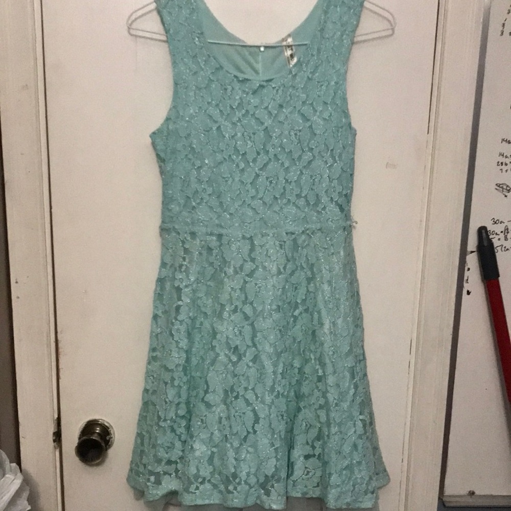 Light Blue Floral Lace Dress by Knit Works